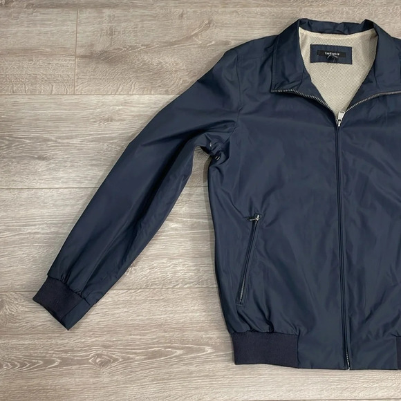 NWOT Van Heusen Lined Water Resistant Windbreaker Jacket Navy M - Picture 4 of 16
